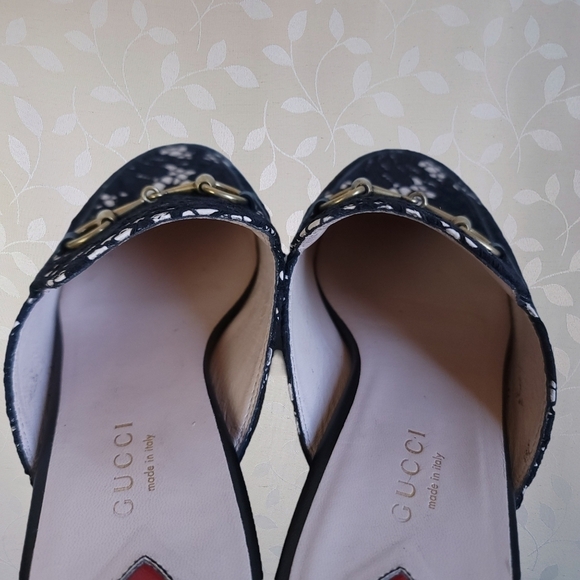 Gucci Princetown Loafer Mules Lace Overlay Horsebit Leather Black Nude 36 - Picture 9 of 15